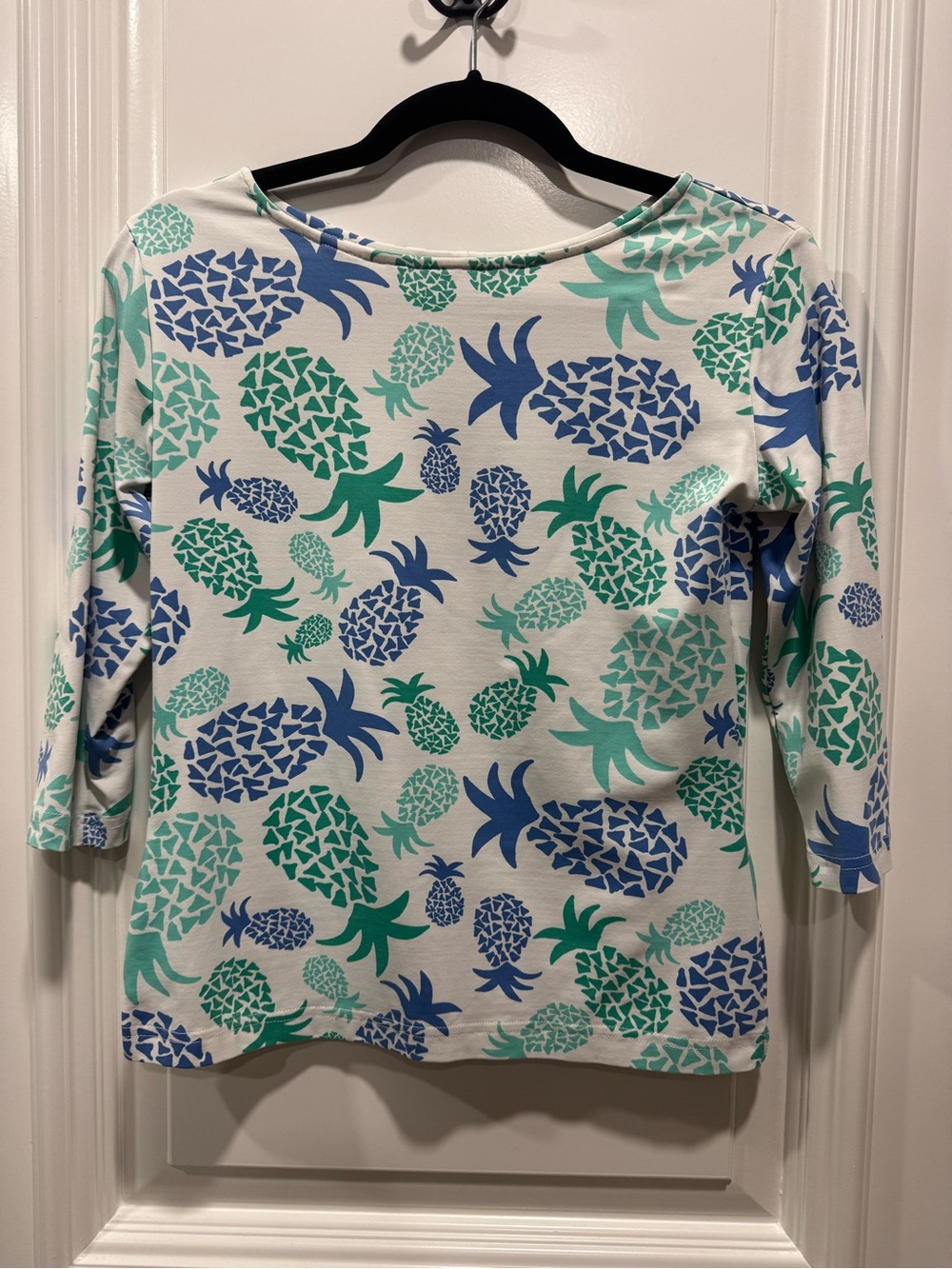 Sailor-Sailor by Just Madras Pineapple Print UPF 50+ Top - 3/4 Sleeve Boatneck